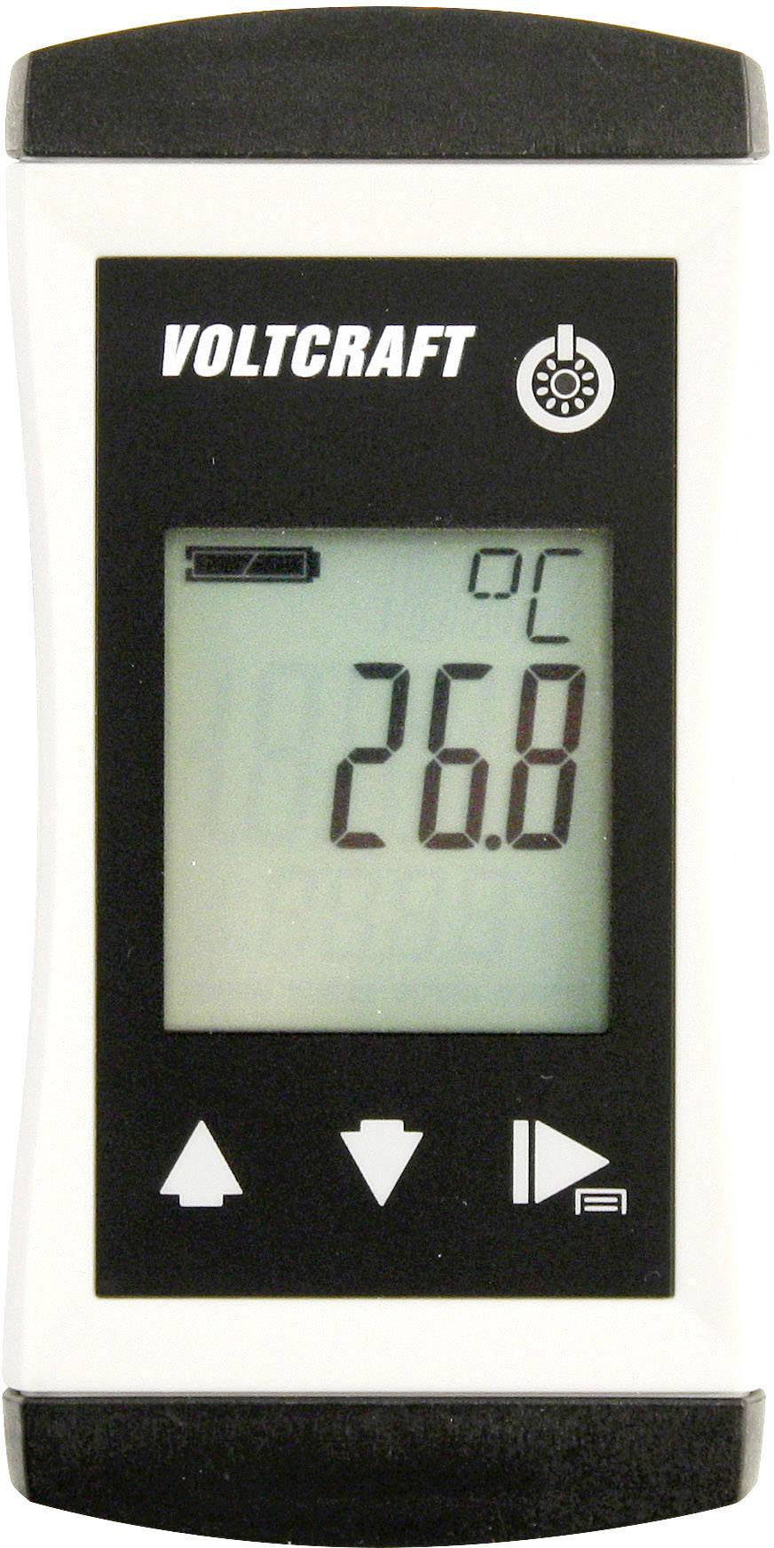 Digitalt temperaturmätningsinstrument med displayvisning '26,8 °C'. Överst står 'Voltcraft'.