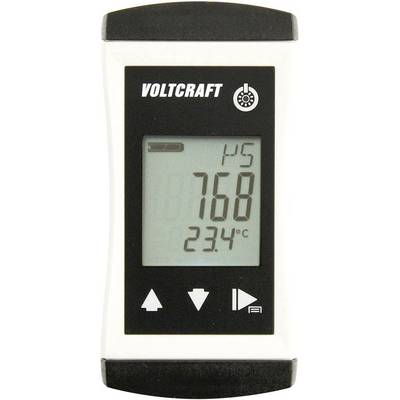 En digital, bärbar mätare från Voltcraft visar 760 mikrosiemens och 23,4 grader Celsius på en skärm.