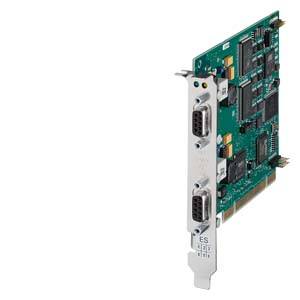 'Ett grönt elektroniskt PCI-kort med två DB9-portar och flera svarta kretsar.'