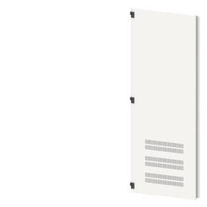 Vit, rektangulär ventilationslucka med ventilationsöppningar och svarta fästanordningar i hörnen.
