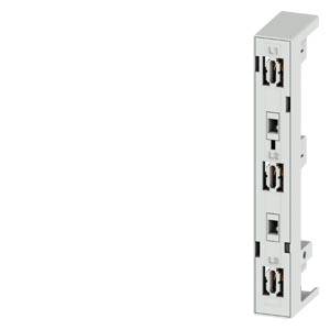 Bilden visar ett rektangulärt grenuttag med tre USB-portar, vertikalt placerade, i silver.
