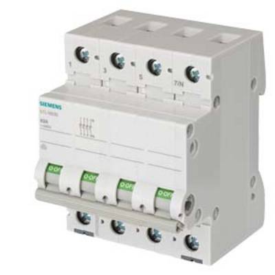 En vit, fyrpolig skyddsbrytare från Siemens med beteckningen '5SL6 406-7'. Brytaren visar läget 'Till'.