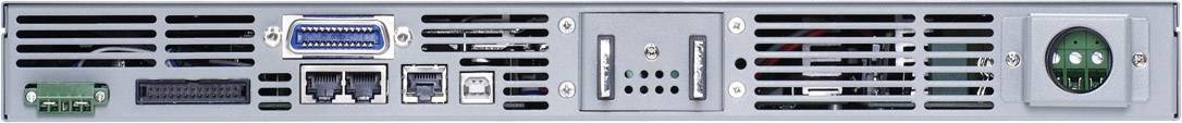 Baksidan av en dator med olika anslutningsalternativ, inklusive nätanslutning, USB- och Ethernet-portar.
