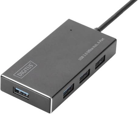 Digitus DA-70240-1 USB-hubb 4 Port USB-A USB 3.0 5 GBit/s Aluminiumhölje Svart DA-70240-1