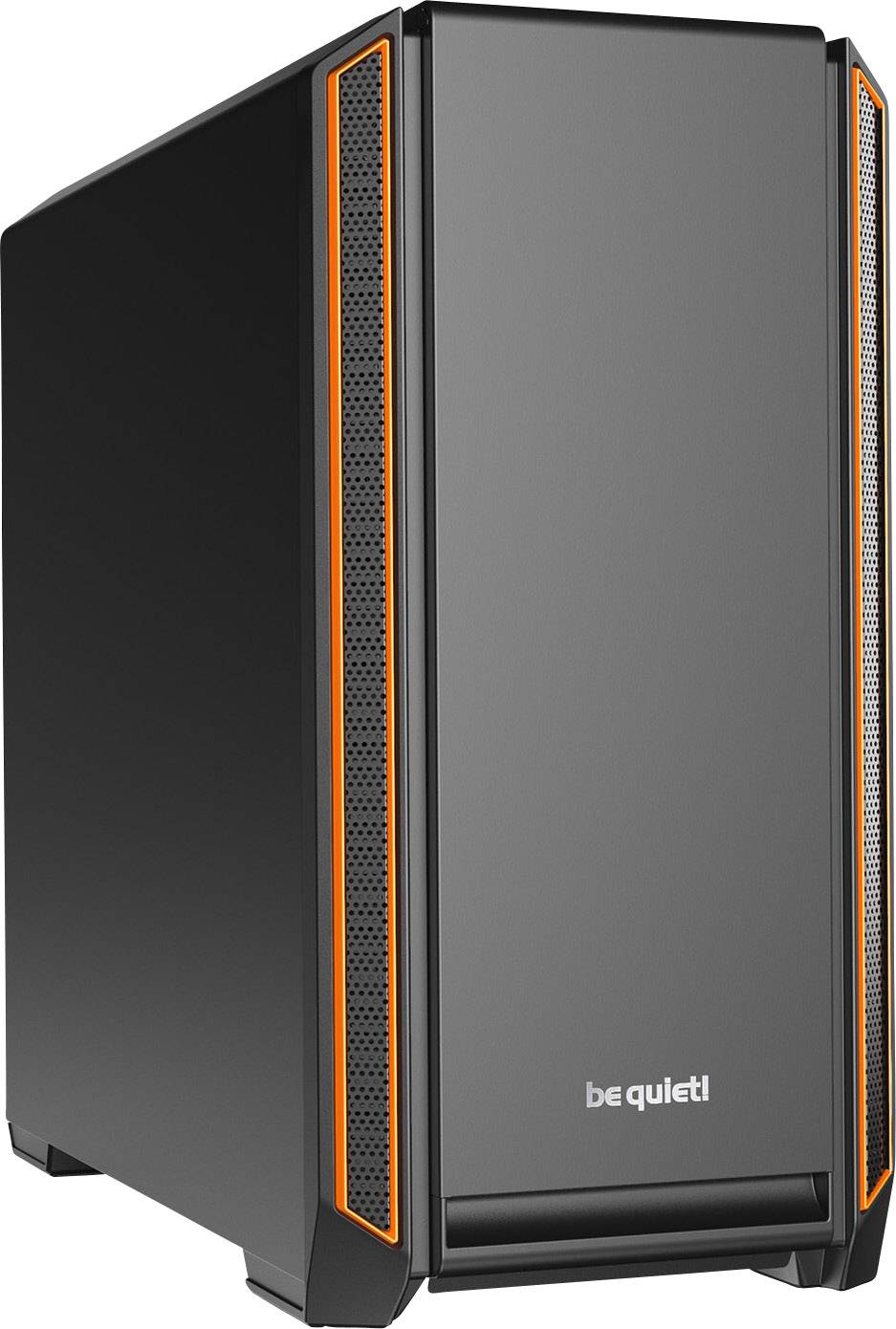 BeQuiet Silent Base 601 Midi-Tower Datorchassi Svart, Orange 2 Förinstallerade Fläktar, dämpad, Dammfilter