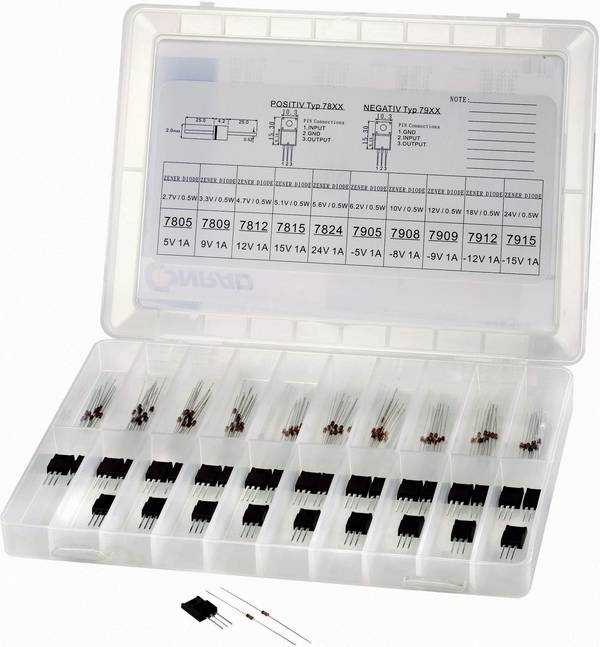 <br> TRU COMPONENTS<br> Dioder/spänningsregulator sortiment<br> 130 st<br> <br>