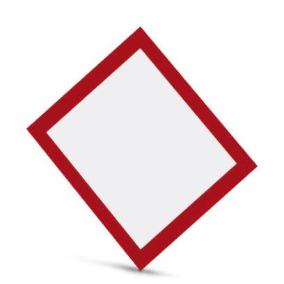 Rombformat, vitt symbol med röd kant på vit bakgrund.