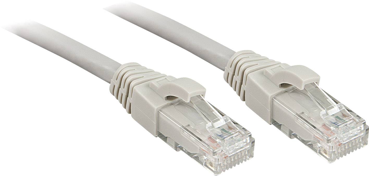 LINDY 45406 RJ45 Nätverkkabel, Patchkabel CAT 6 U/UTP 7.50 m Grå med låsskydd 1 st