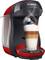 Röd Bosch-Tassimo-kaffebryggare bereder en tredimensionell dryck.