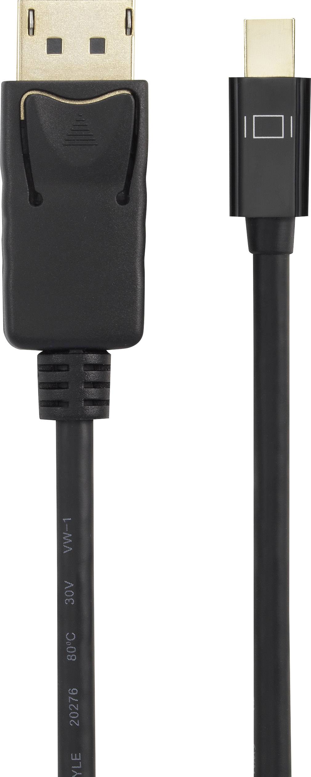 Renkforce Mini-DisplayPort / DisplayPort Adapterkabel Mini DisplayPort-kontakt, DisplayPort-kontakt 0.50 m Svart RF-3690114 guldpläterad kontakt DisplayPort-kabel