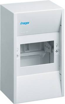 Hager  GD104N  GD104N  Normkapsling  Utanpåliggande  Moduler totalt = 4  Antal serier = 1  Innehåll 1 st