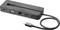 Svart USB-C-docka med HDMI-, VGA-, Ethernet- och USB-portar samt flätat kabel. Lämplig för anslutning av enheter.