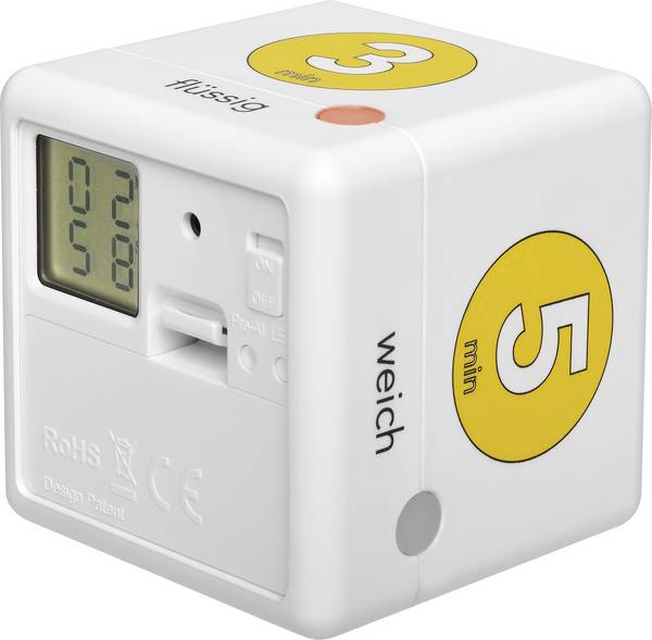 TFA Dostmann Cube Timer Ei Äggklocka Vit, Gul digital