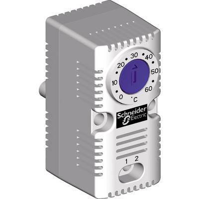 Temperaturregulator från Schneider Electric i vitt med en temperaturskala i grader Celsius.