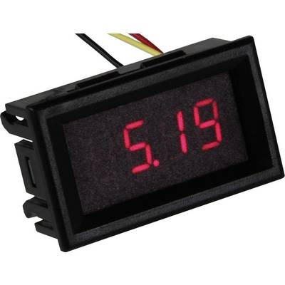 En digital display visar siffran 5,19 i rött, sannolikt från ett spänningsmätinstrument. Anslutna kablar tyder på en teknisk tillämpning.