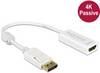 Delock DisplayPort / HDMI Adapterkabel DisplayPort-kontakt, HDMI-A uttag 0.20 m Vit 62610 guldpläterad kontakt DisplayPort-kabel