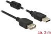 Delock USB-kabel USB 2.0 USB-A kontakt, USB-A uttag 3.00 m Svart med ferritkärna 84886