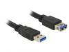 Delock USB-kabel USB 3.2 Gen1 USB-A kontakt, USB-A uttag 5.00 m Svart guldpläterad kontakt 85058