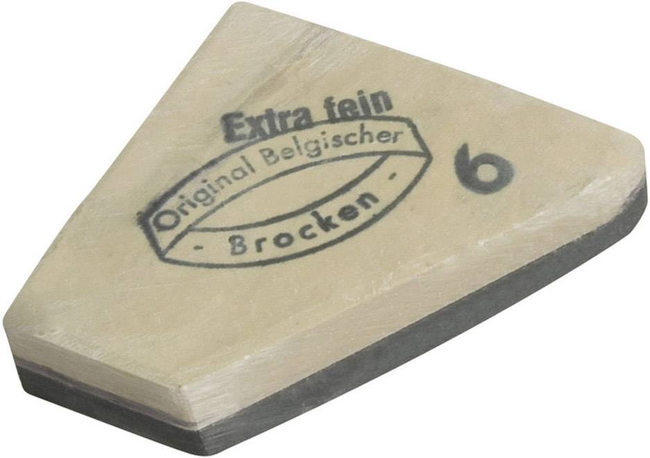 En slipsten i trapetsform med texten 'Extra fin, Originalt belgiskt block'.