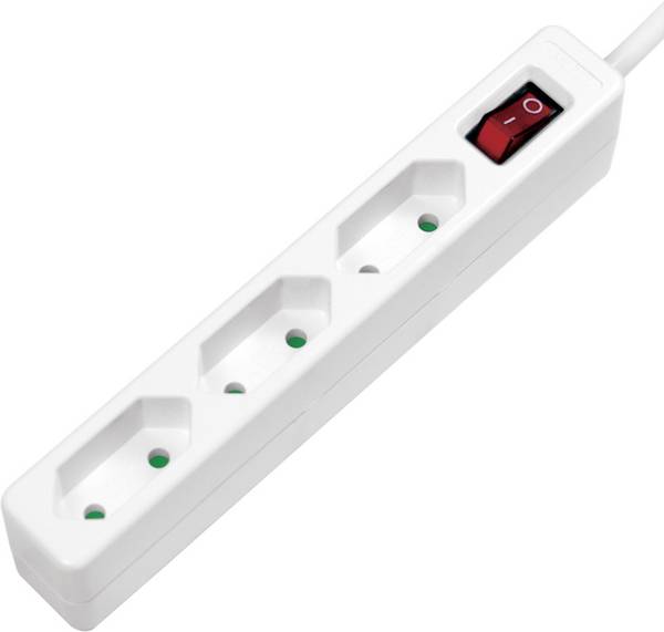 LogiLink LPS230 Förgreningsdosa med brytare 3x Vit Konturplugg 1 st