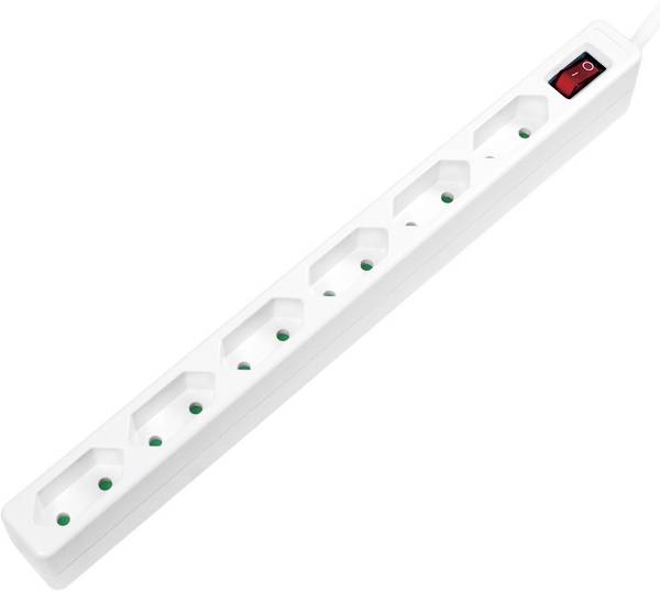 LogiLink LPS232 Förgreningsdosa med brytare 6x Vit Skyddskontakt 1 st