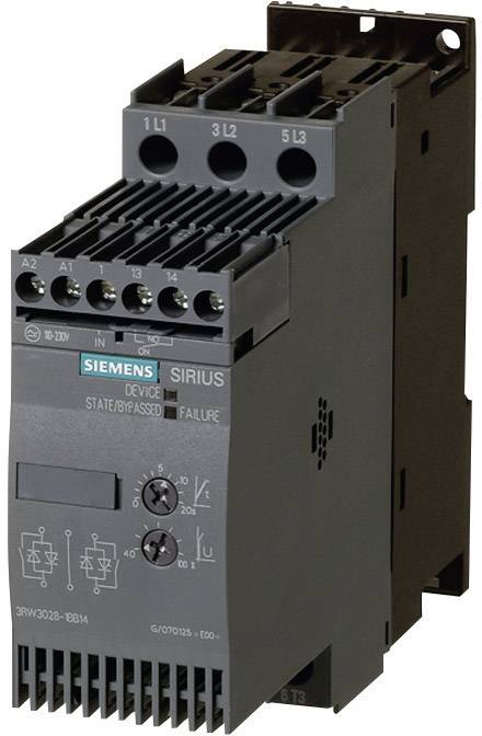 Industriell omkopplare från Siemens. Den visar anslutningar och reglage för styrning av elektriska enheter.