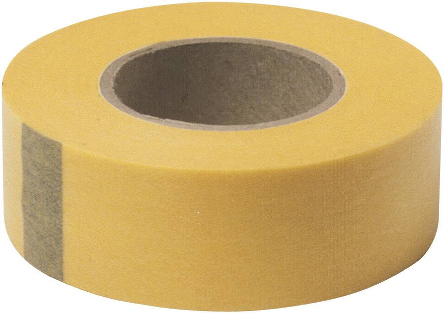 En rulle gult tejp med ett mörkt band längs sidan.