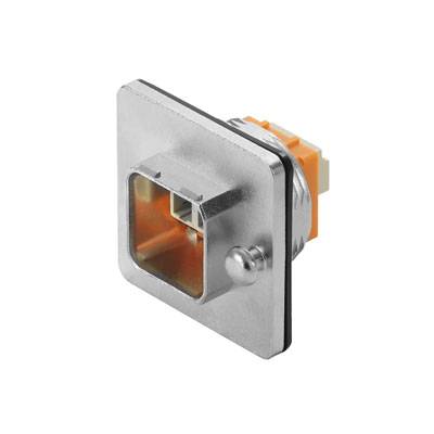Fläns LWL, IP 67, Variant 14 centrallåsning, LC Duplex-koppling, Multimode