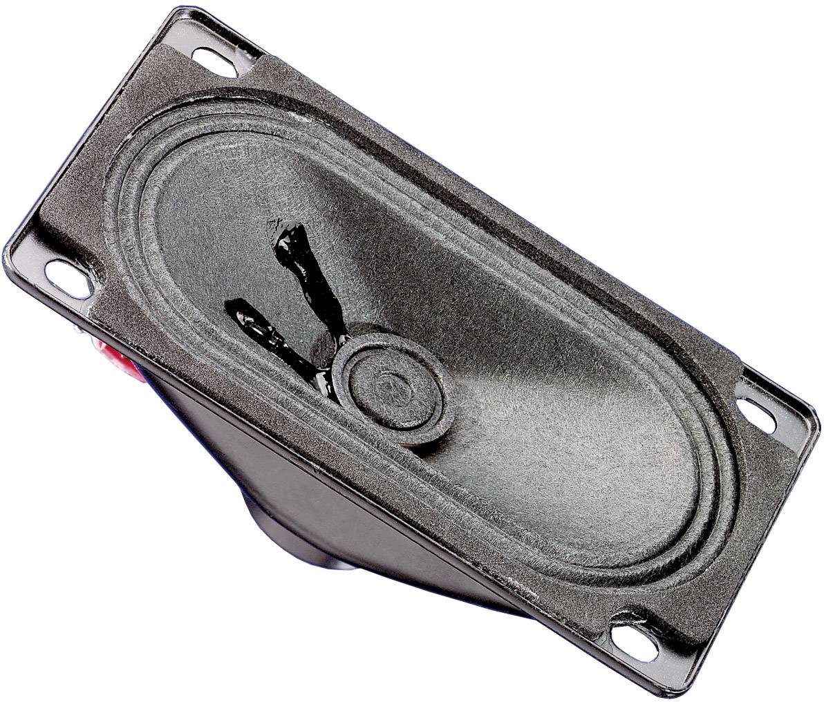 En svart högtalare med oval form och fyra monteringspunkter i hörnen, utan synliga märkes- eller funktionsindikatorer.