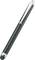 En svart penna med silverdetaljer och en touchpenna vid ena änden.