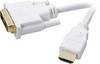 SpeaKa Professional DVI / HDMI Adapterkabel DVI-D 18+1-polig Kontakt, HDMI-A-kontakt 2.00 m Vit SP-7870336 guldpläterad kontakt DVI-kabel