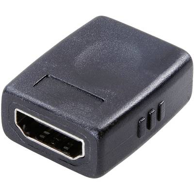 En svart HDMI-adapter med ett honligt HDMI-uttag på framsidan, lämplig för anslutning av HDMI-kablar.