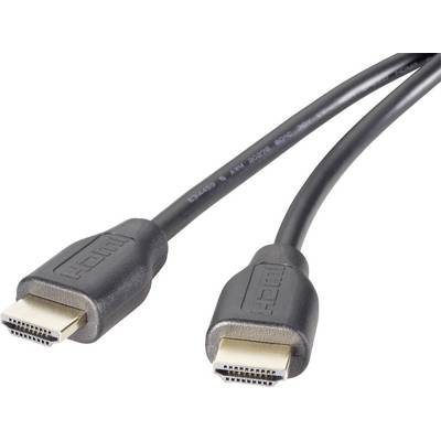 Två svarta HDMI-kablar med kontakter i ändarna, använda för att ansluta ljud- och videoenheter.