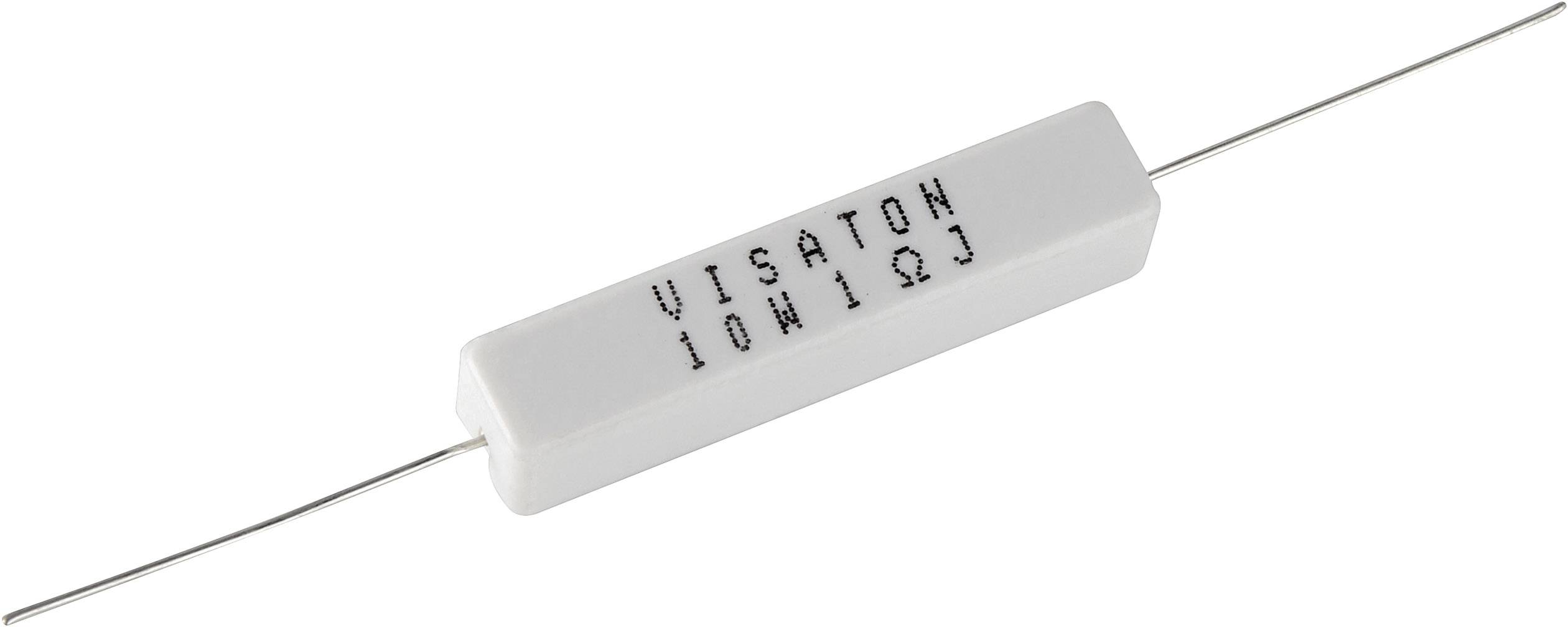 Ett cementerat motstånd på 10 Ohm från märket Visaton, rektangulärt med två utstående trådanslutningar för elektroniska tillämpningar.