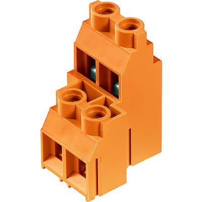 En orange kontakt med tre ingångar, lämplig för elektroniska kretsar, visar upp en enkel, vertikal design.