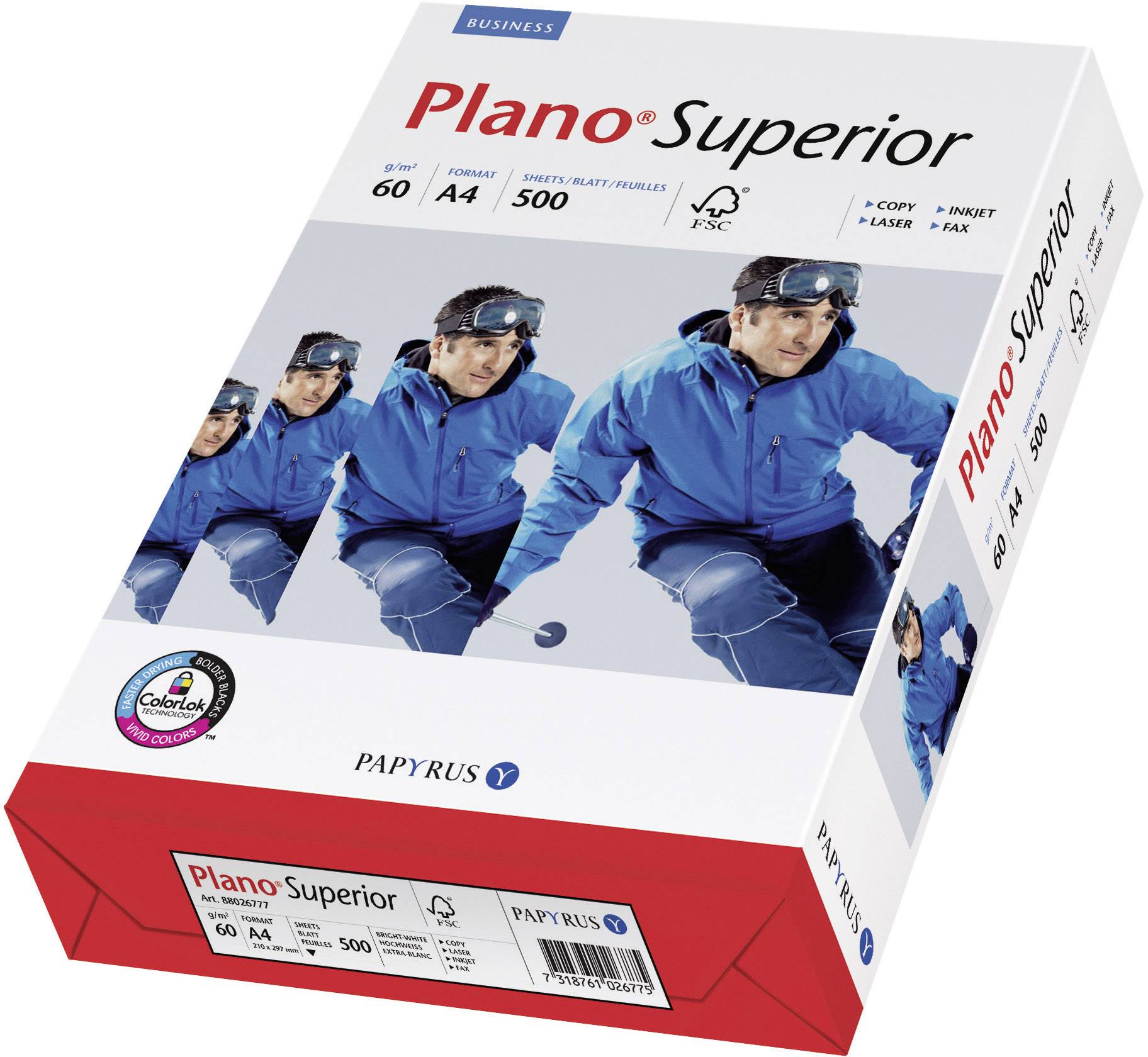 Papyrus Plano® Superior 88026776 Skrivarpapper universal DIN A4 60 G/m² 500 ark Vit-0