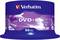 En rund förpackning med 50 Verbatim DVD+R skivor, 4,7 GB, 16x hastighet, 120 minuters kapacitet.