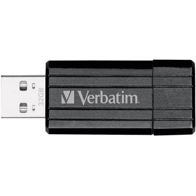 Svart USB-sticka med texten 'Verbatim', kapacitet 32 GB.