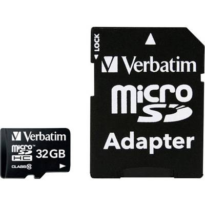 Verbatim microSDHC 32 GB minneskort med adapter.