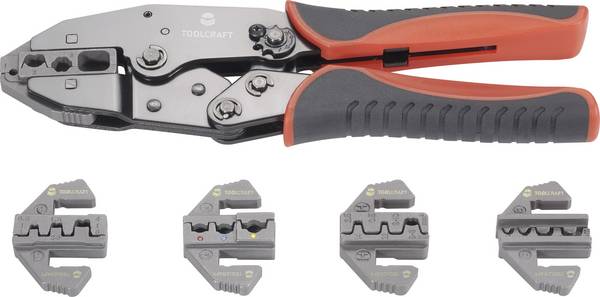 TOOLCRAFT PZ-506 430461 Crimptång-set 6 delar Isolerad kabelsko, Oisolerad, sluten kabelsko, Öppen, oisolerad kabelsko, D-Sub-kontakt, Tändstiftskontakt