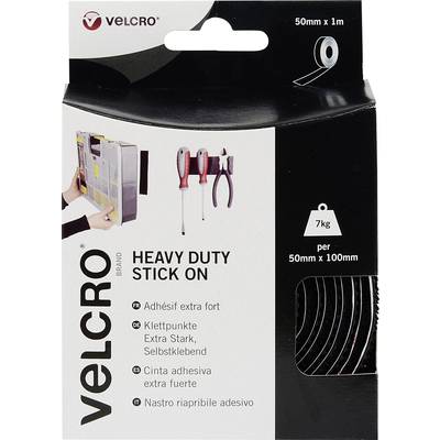 VELCRO® VEL-EC60241 Kardborreband för fastlimning Statisk del och fleecedel, Extra stark (L x B) 1000 mm x 50 mm Svart 1