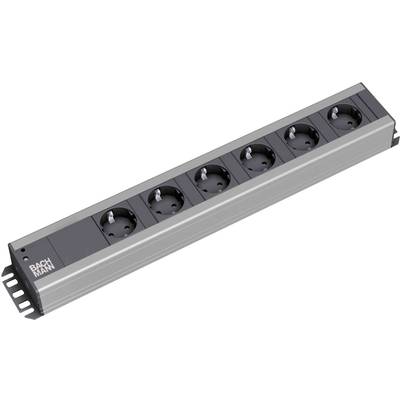 Bachmann 300000 Förgreningsdosa 19" 6x Svart, Antracit Skyddskontakt 1 st
