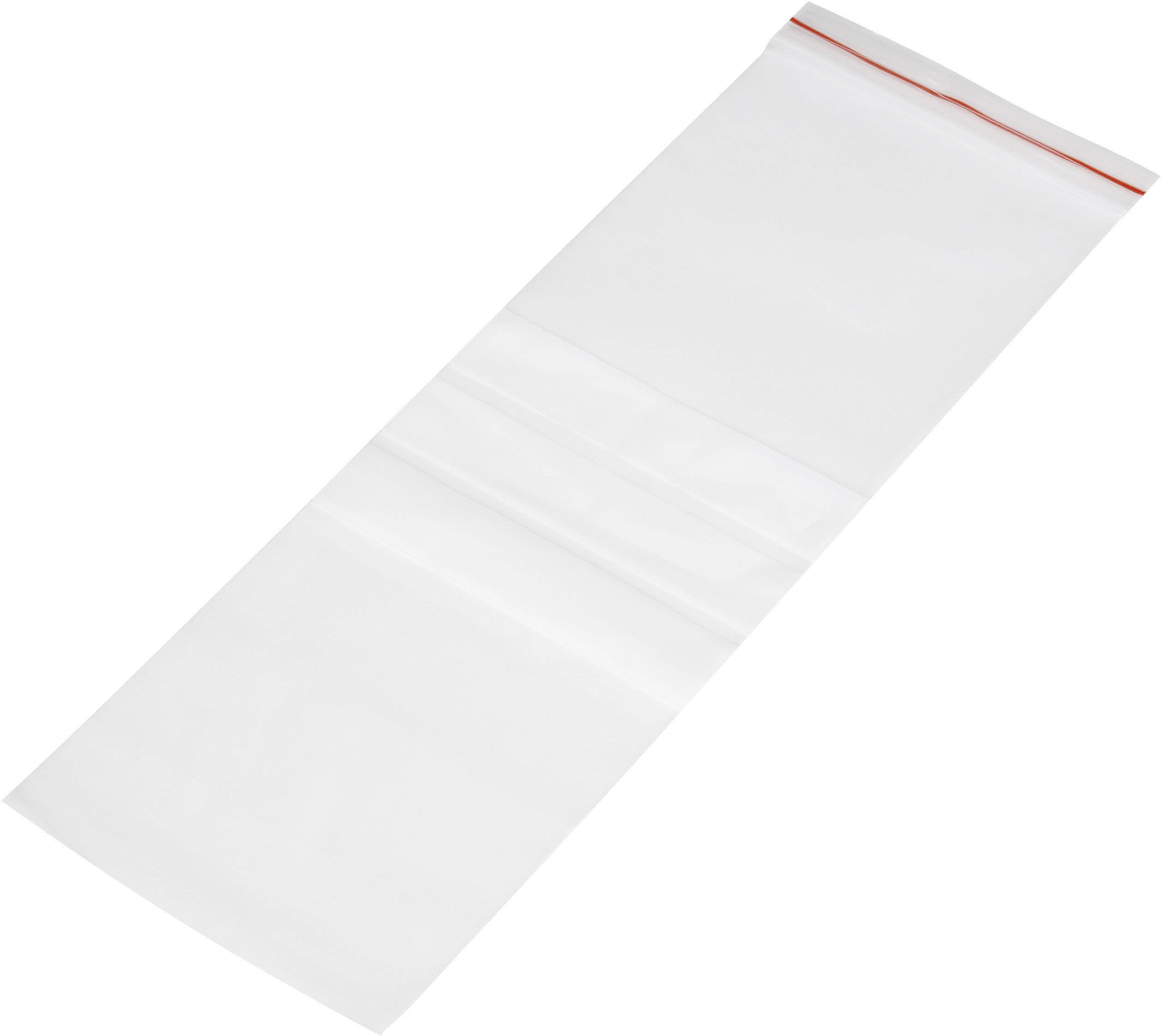 Genomskinlig plastpåse med röd-orange dragkedjelås, avbildad på vit bakgrund.