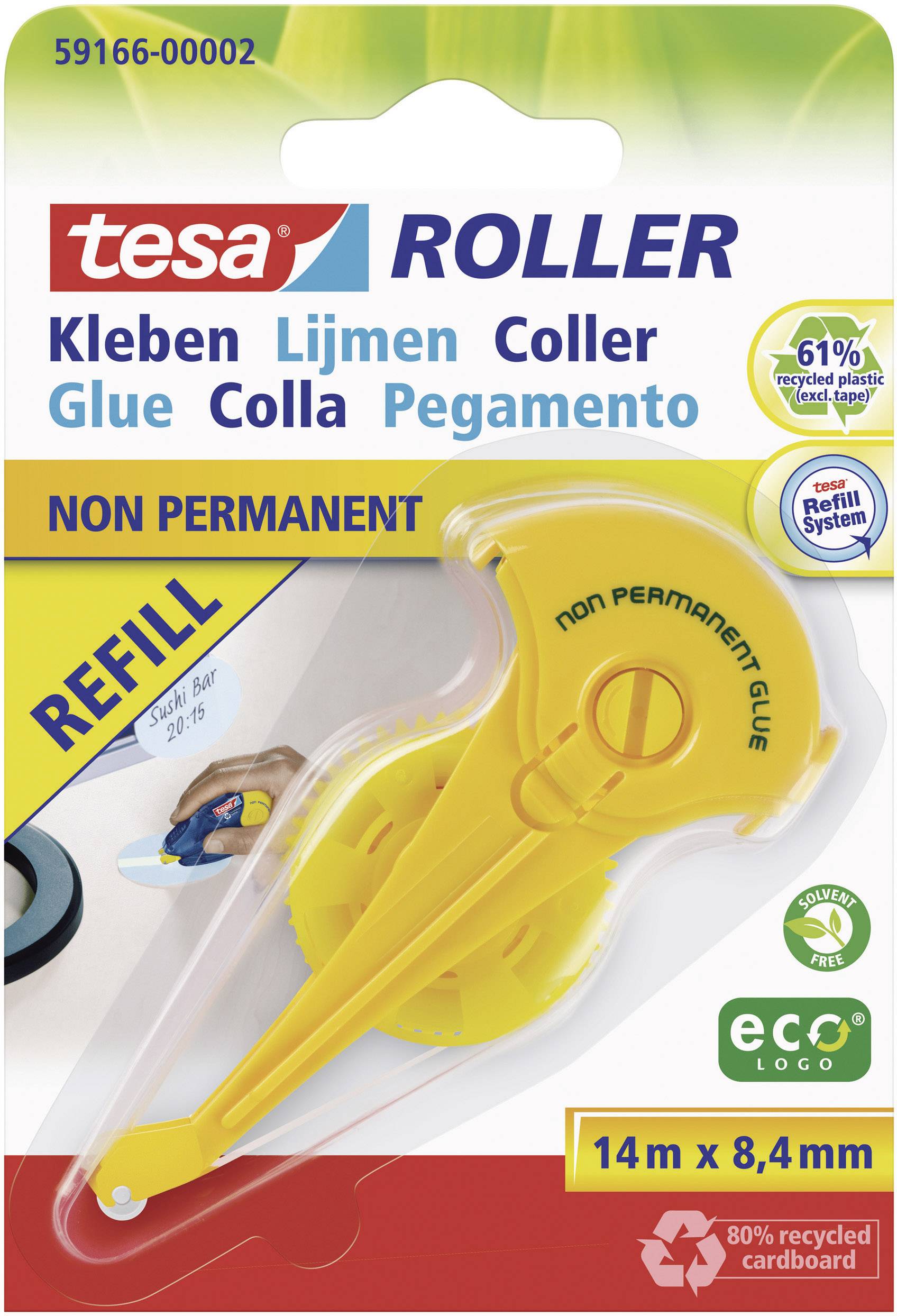 tesa Påfyllningskasett justeringstejp ROLLER Non Permanent ecoLogo® 8.4 mm 14 m Repositionerbart Återpåfyllningsbar: Nej 59166-00002-06 1 st