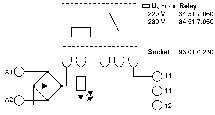 Kopplingsschema: U, I, Reläer; visar kopplingar och symboler med text 'Symbol' till höger. Diagram med rutor och linje längst upp till vänster.