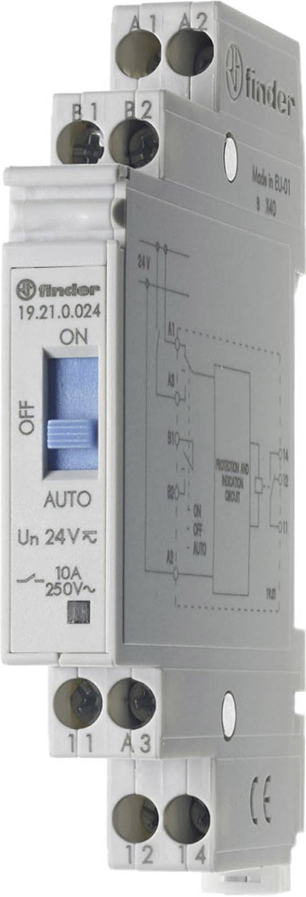 Finder 19.21.0.024.0000 industrirelä Nominell spänning: 24 V/DC, 24 V/AC Växelström (max): 10 A 1 switch 1 st