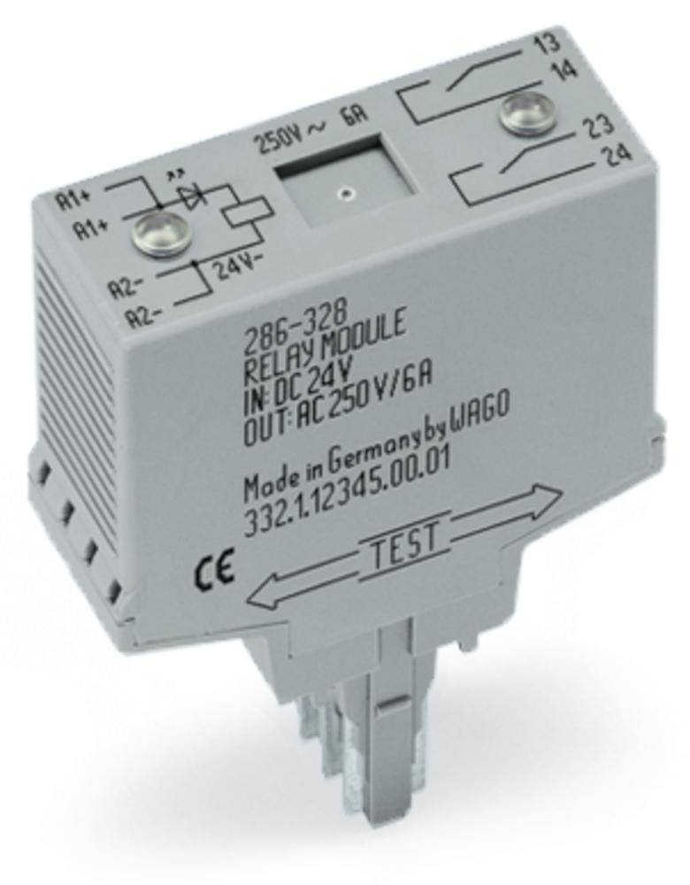 WAGO 286-328 Insticks-relä 24 V/DC 6 A 2 NO 1 st
