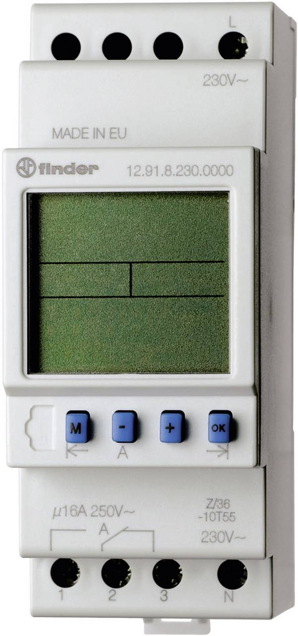 Finder 12.91.8.230.0000 kopplingsur för DIN-skena 129182300000 230 V/AC Dagsprogram