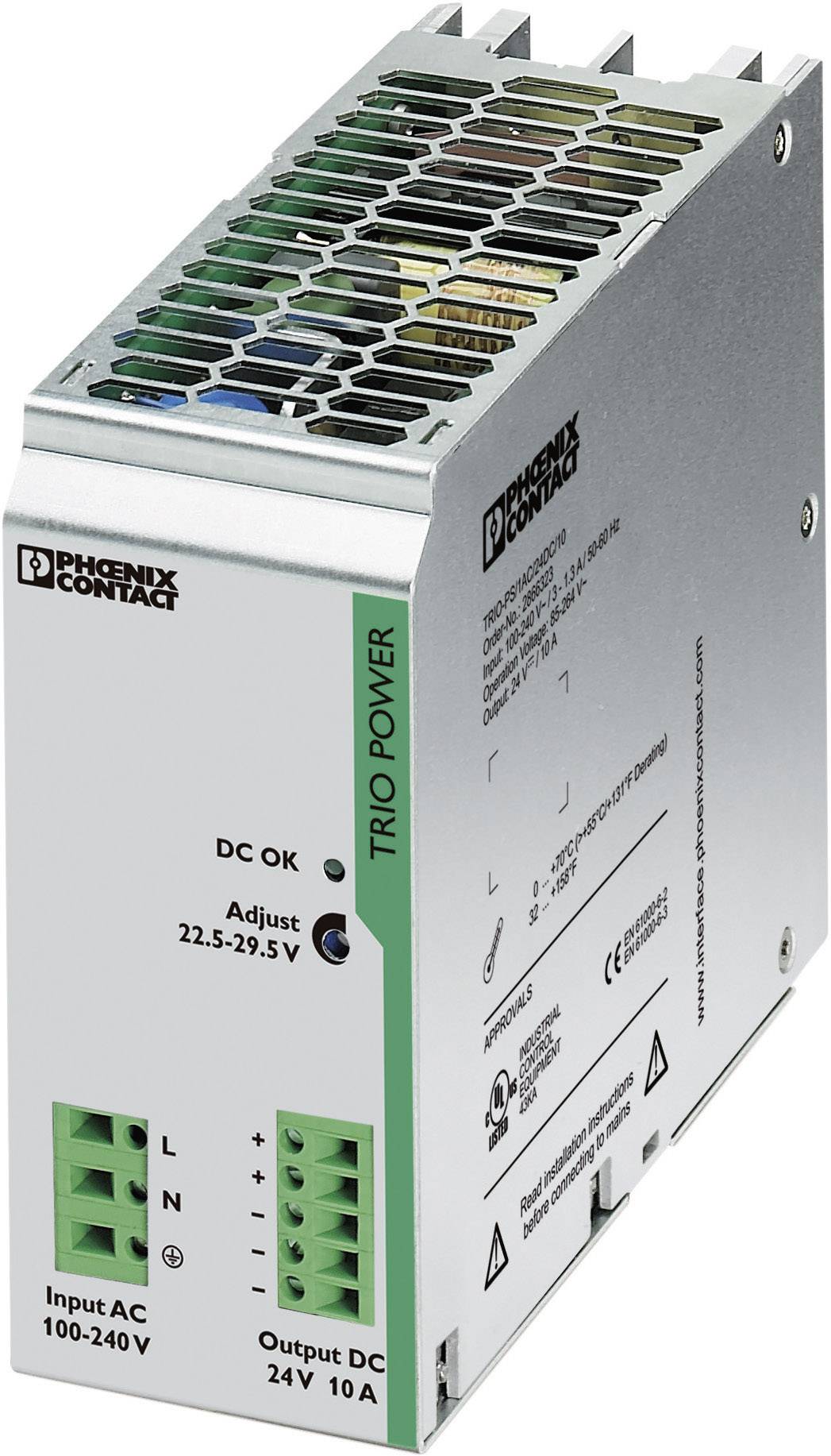 Phoenix Contact TRIO-PS/1AC/24DC/10 DIN-skena nätaggregat 24 V/DC 10 A 240 W Antal utgångar:1 x Innehåll 1 st
