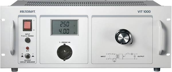 VOLTCRAFT VIT 1000 Labor-Trenntrafo inställbar  Kalibrerad (DAkkS)   1 - 250 V/AC